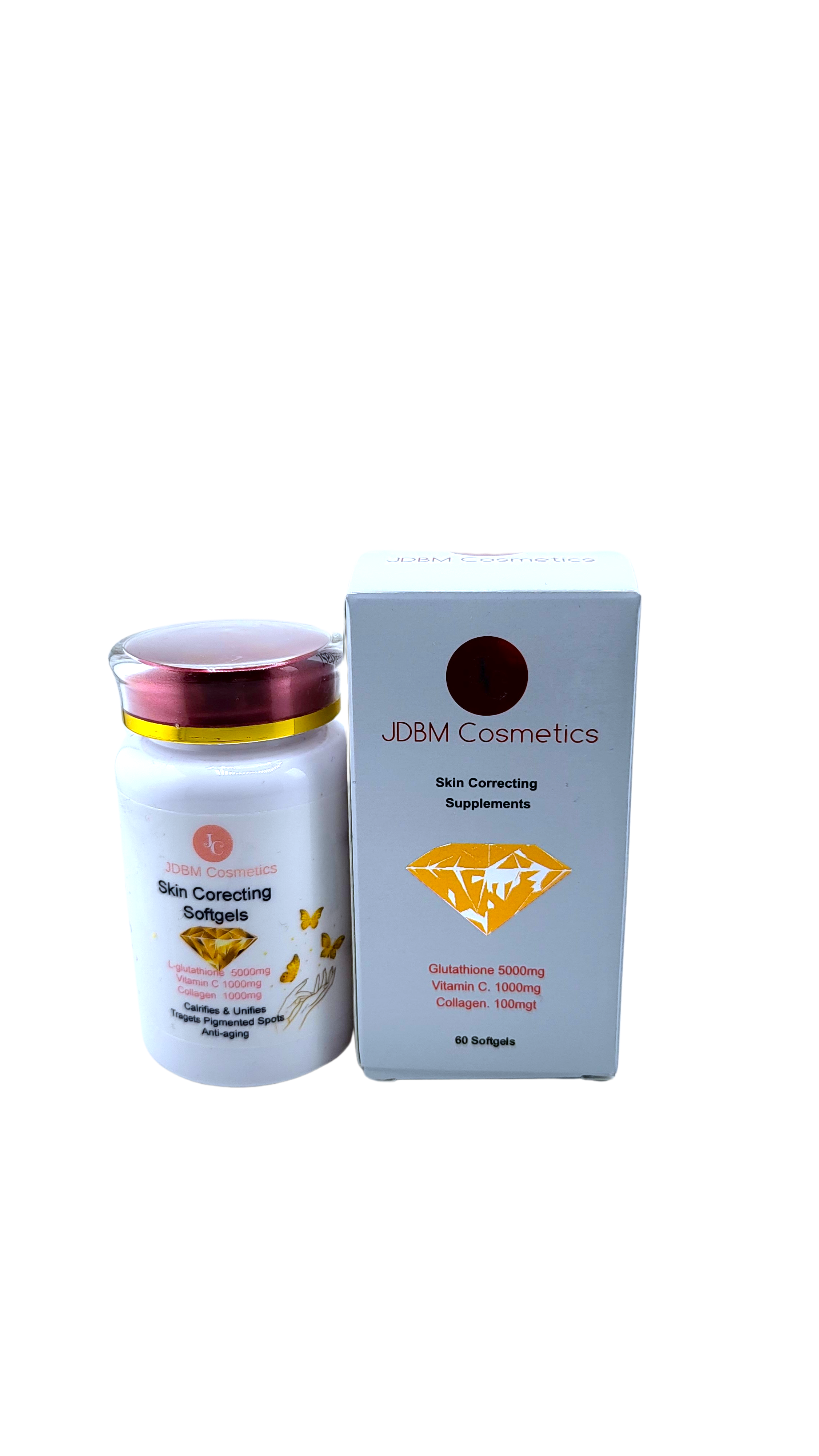 Skin Correcting Supplement With Gluta 5000mg 60 Soft Gels JDBM Cosmetics Skin Correcting Supplement With Gluta 5000mg 60 Soft Gels JDBM Cosmetics